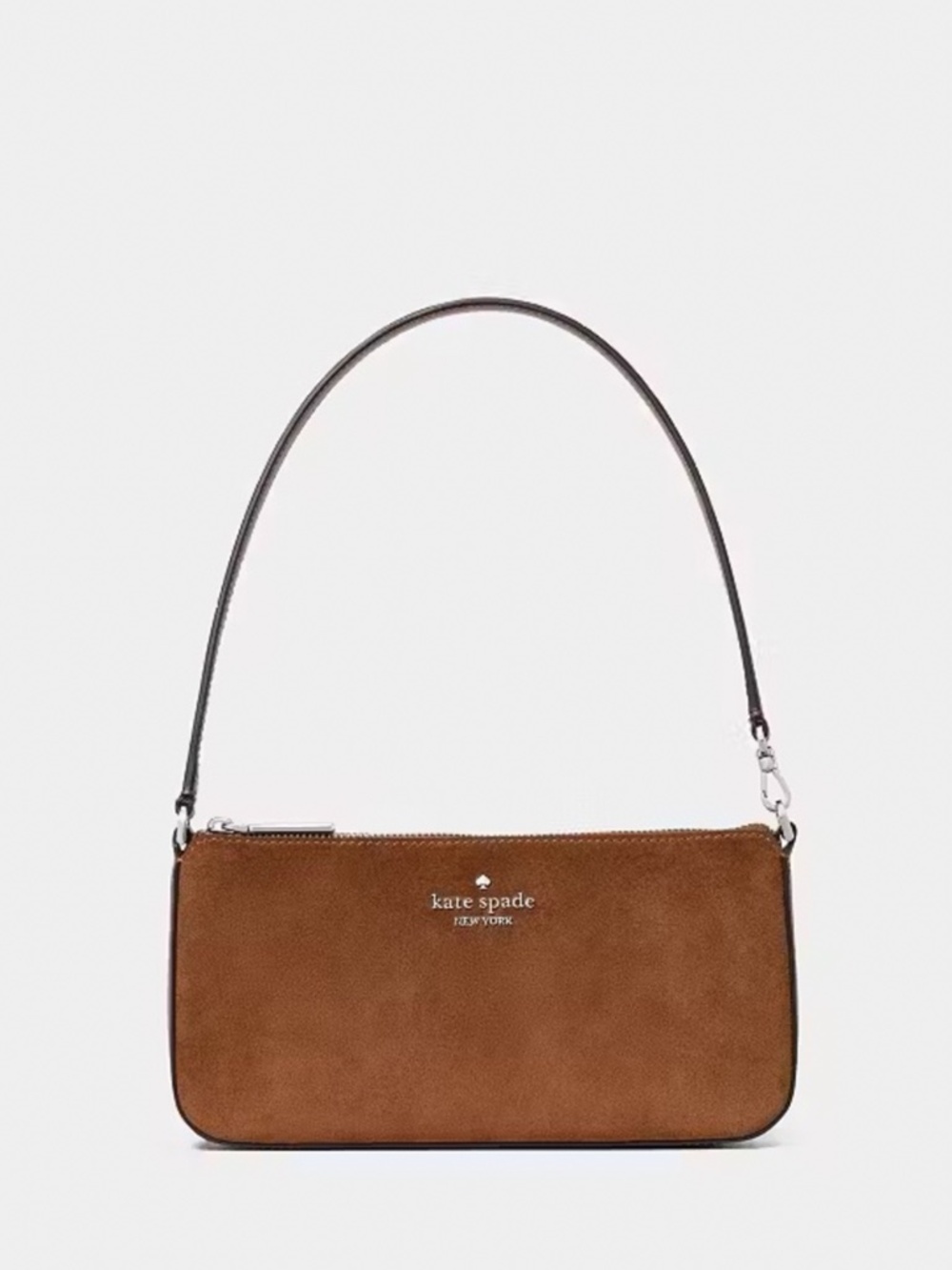 Kate Spade Gemini Suede Convertible Wristlet Shoulder Bag Gingerbread Brown